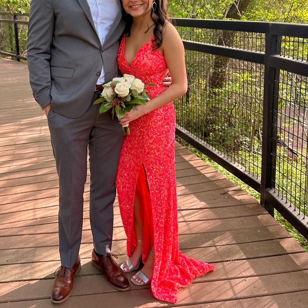 Coral Primavera Couture Prom Dress